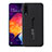 Silicone Matte Finish and Plastic Back Cover Case with Stand R04 for Samsung Galaxy A90 5G Black