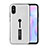 Silicone Matte Finish and Plastic Back Cover Case with Stand R05 for Xiaomi Redmi 9i Silver