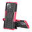 Silicone Matte Finish and Plastic Back Cover Case with Stand R07 for Xiaomi Mi 11 Lite 4G Hot Pink