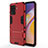 Silicone Matte Finish and Plastic Back Cover Case with Stand T01 for Oppo A94 4G Red