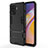 Silicone Matte Finish and Plastic Back Cover Case with Stand T01 for Oppo F19 Pro Black