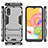 Silicone Matte Finish and Plastic Back Cover Case with Stand T01 for Samsung Galaxy A01 SM-A015