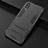 Silicone Matte Finish and Plastic Back Cover Case with Stand T01 for Samsung Galaxy A02