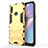 Silicone Matte Finish and Plastic Back Cover Case with Stand T01 for Samsung Galaxy A10s Gold