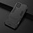 Silicone Matte Finish and Plastic Back Cover Case with Stand T01 for Samsung Galaxy A12