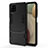 Silicone Matte Finish and Plastic Back Cover Case with Stand T01 for Samsung Galaxy A12 5G Black