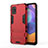 Silicone Matte Finish and Plastic Back Cover Case with Stand T01 for Samsung Galaxy A31