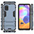 Silicone Matte Finish and Plastic Back Cover Case with Stand T01 for Samsung Galaxy A31