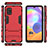 Silicone Matte Finish and Plastic Back Cover Case with Stand T01 for Samsung Galaxy A31