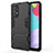 Silicone Matte Finish and Plastic Back Cover Case with Stand T01 for Samsung Galaxy A52 5G Black