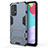 Silicone Matte Finish and Plastic Back Cover Case with Stand T01 for Samsung Galaxy A52s 5G Blue