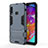 Silicone Matte Finish and Plastic Back Cover Case with Stand T01 for Samsung Galaxy A70E Blue