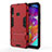 Silicone Matte Finish and Plastic Back Cover Case with Stand T01 for Samsung Galaxy A70E Red