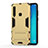 Silicone Matte Finish and Plastic Back Cover Case with Stand T01 for Samsung Galaxy A9 (2018) A920 Gold