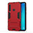 Silicone Matte Finish and Plastic Back Cover Case with Stand T01 for Samsung Galaxy A9 (2018) A920 Red