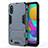 Silicone Matte Finish and Plastic Back Cover Case with Stand T01 for Samsung Galaxy M01