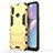 Silicone Matte Finish and Plastic Back Cover Case with Stand T01 for Samsung Galaxy M01s Gold