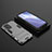 Silicone Matte Finish and Plastic Back Cover Case with Stand T02 for Oppo F19 Pro+ Plus 5G Gray