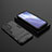 Silicone Matte Finish and Plastic Back Cover Case with Stand T02 for Oppo Reno5 Z 5G Black