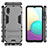 Silicone Matte Finish and Plastic Back Cover Case with Stand T02 for Samsung Galaxy A02