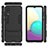 Silicone Matte Finish and Plastic Back Cover Case with Stand T02 for Samsung Galaxy A02