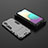 Silicone Matte Finish and Plastic Back Cover Case with Stand T02 for Samsung Galaxy A02 Gray