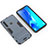 Silicone Matte Finish and Plastic Back Cover Case with Stand T02 for Samsung Galaxy A9 (2018) A920 Blue