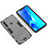 Silicone Matte Finish and Plastic Back Cover Case with Stand T02 for Samsung Galaxy A9 (2018) A920 Gray