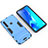 Silicone Matte Finish and Plastic Back Cover Case with Stand T02 for Samsung Galaxy A9 (2018) A920 Sky Blue