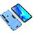Silicone Matte Finish and Plastic Back Cover Case with Stand T02 for Samsung Galaxy A9 Star Pro Sky Blue