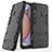 Silicone Matte Finish and Plastic Back Cover Case with Stand T02 for Samsung Galaxy M01s Black