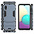 Silicone Matte Finish and Plastic Back Cover Case with Stand T02 for Samsung Galaxy M02