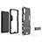 Silicone Matte Finish and Plastic Back Cover Case with Stand T02 for Samsung Galaxy M02