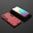 Silicone Matte Finish and Plastic Back Cover Case with Stand T02 for Samsung Galaxy M02 Red