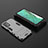 Silicone Matte Finish and Plastic Back Cover Case with Stand T03 for Samsung Galaxy A32 5G Gray