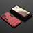 Silicone Matte Finish and Plastic Back Cover Case with Stand T04 for Samsung Galaxy A12 5G Red