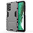 Silicone Matte Finish and Plastic Back Cover Case with Stand T04 for Samsung Galaxy A32 4G