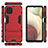 Silicone Matte Finish and Plastic Back Cover Case with Stand T04 for Samsung Galaxy F12