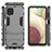 Silicone Matte Finish and Plastic Back Cover Case with Stand T04 for Samsung Galaxy M12