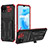 Silicone Matte Finish and Plastic Back Cover Case with Stand YF1 for Realme C20A Red