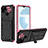 Silicone Matte Finish and Plastic Back Cover Case with Stand YF1 for Realme C21 Hot Pink