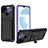 Silicone Matte Finish and Plastic Back Cover Case with Stand YF1 for Realme C21 Purple