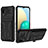 Silicone Matte Finish and Plastic Back Cover Case with Stand YF1 for Samsung Galaxy A02 Black