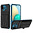 Silicone Matte Finish and Plastic Back Cover Case with Stand YF1 for Samsung Galaxy A02 Blue