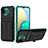 Silicone Matte Finish and Plastic Back Cover Case with Stand YF1 for Samsung Galaxy A02 Green