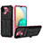 Silicone Matte Finish and Plastic Back Cover Case with Stand YF1 for Samsung Galaxy A02 Pink