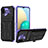 Silicone Matte Finish and Plastic Back Cover Case with Stand YF1 for Samsung Galaxy A02 Purple