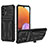 Silicone Matte Finish and Plastic Back Cover Case with Stand YF1 for Samsung Galaxy A32 4G Black