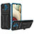 Silicone Matte Finish and Plastic Back Cover Case with Stand YF1 for Samsung Galaxy F12 Blue