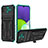 Silicone Matte Finish and Plastic Back Cover Case with Stand YF1 for Samsung Galaxy F42 5G Green